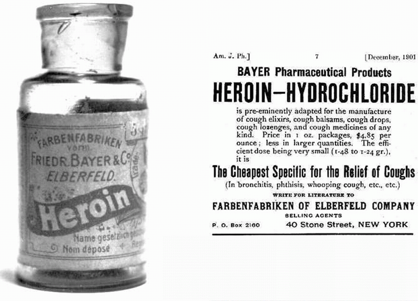 The history of heroin . Heroin is an opiate that was originally used as a cough medicine .