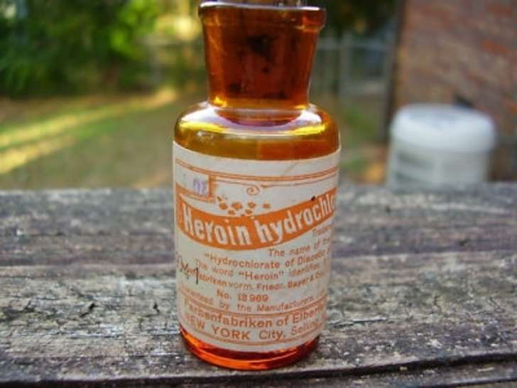 Medical Heroin hydrochloride. Bottle. Production New York City.